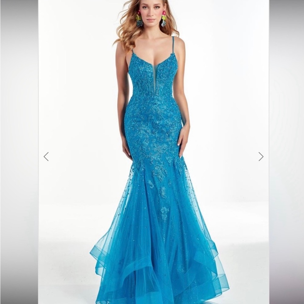 Alyce Paris Blue Lace Prom Dress